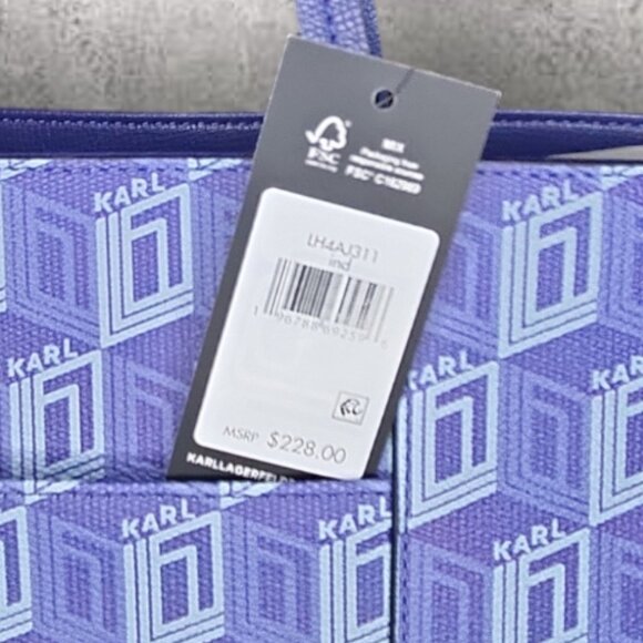 Karl Lagerfeld Blue Signature Maybelle Paris Tote - NWT - Picture 7 of 9